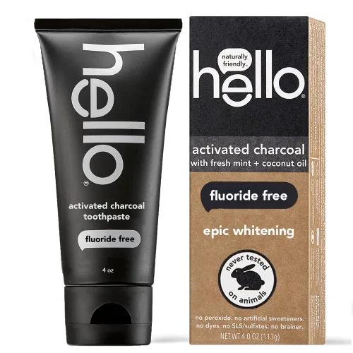 Vista 5 de Hello Pasta de dientes con flúor blanqueadora natural (paquete de 3) y pasta de dientes épicas con carbón activado sin flúor