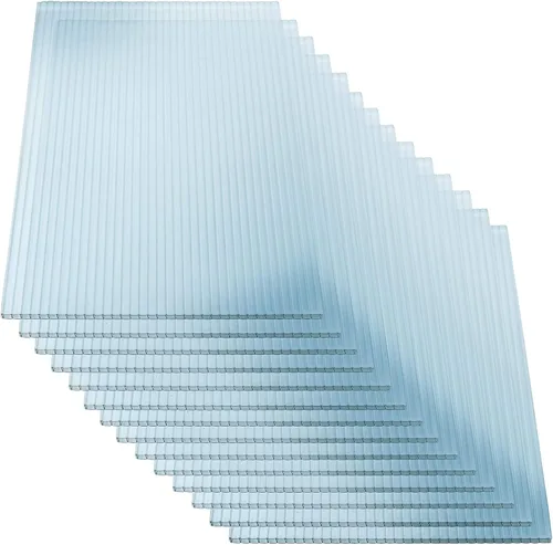 Vista 7 de 14 paneles de policarbonato para invernadero de 2 x 4 pies, láminas de policarbonato de doble pared de 0.157 in de grosor, transparente, resistente