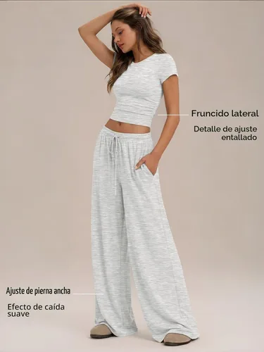 Vista 3 de Trendy Queen Conjunto de descanso de verano de 2 piezas a juego con Avena Gris
