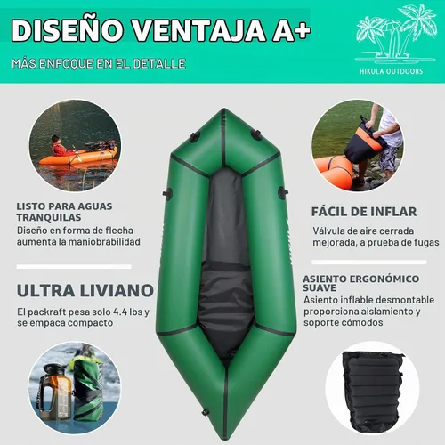 Vista 3 de Inflatable Lightweight TPU PackRaft Eco-Friendly White Water Rafting Micro Inflatable Kayak Canoe Carry Bag Included