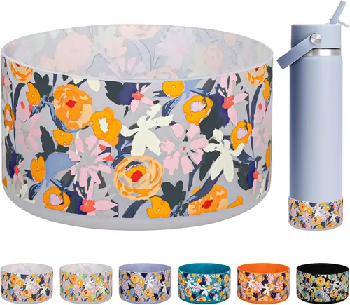 Vista 25 de HEYSKAY Bota protectora de silicona para botella de agua Hydro Flask, botella de agua de boca ancha, protector inferior de silicona antideslizante