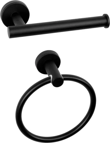 Vista 8 de NearMoon 2 piezas de accesorios de baño, anillo de toalla y soporte de papel higiénico, colgador de toallas de baño de acero inoxidable y soporte