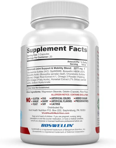 Vista 4 de Joint Support Glucosamina Sulfato Condroitina MSM, 60 Caps