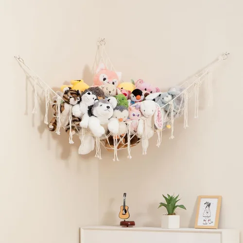 Vista 36 de Hamaca para animales de peluche, grande, almacenamiento de animales de peluche en esquina y red de peluche, hamaca de juguete para animales
