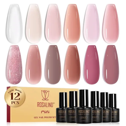 Vista 10 de ROSALIND Esmalte de uñas de gel de ojo de gato con imán, 12 piezas, esmalte de uñas de gel brillante holográfico púrpura azul rojo, esmalte de uñas