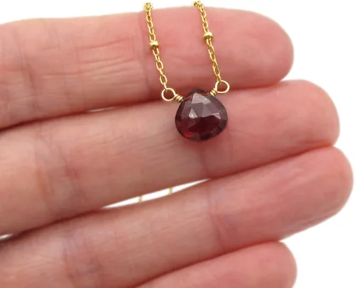 Vista 14 de Collar con colgante de piedra natal con piedra preciosa genuina, relleno de oro de 14 quilates, 18 pulgadas