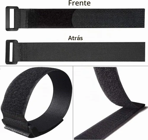 Vista 3 de 25 correas de cable de sujeción reutilizables negras, correas de amarre de cable de gancho y bucle de 1 x 8 pulgadas