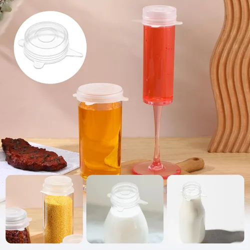 Vista 7 de 5 tapas elásticas de silicona extra pequeñas, de 2 pulgadas, resistentes y reutilizables, de silicona, tapas elásticas para frascos, cubiertas