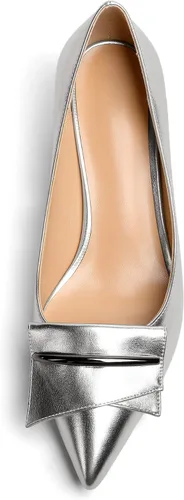 Vista 3 de YODEKS Zapatos de tacón grueso para mujer, tacón de bloque bajo, punta puntiaguda, zapatos de tacón para el trabajo, casual, vida diaria, fiesta