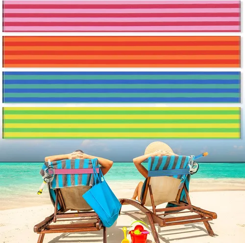 Vista 34 de Boao 4 paquetes de bandas de toalla para silla de playa, esenciales para piscina y crucero, elásticas y resistentes al viento, clips para toallas