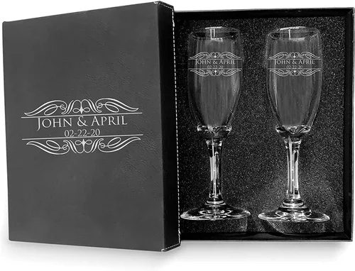 Vista 23 de Juego de 2 copas de champán para dama de honor, copas de champán personalizadas para damas de honor, copas de champán para damas de honor