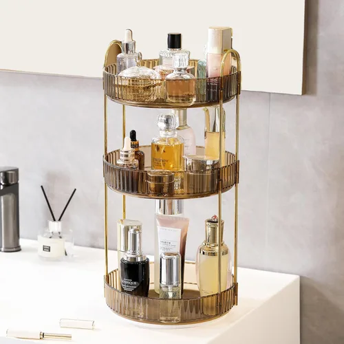 Vista 32 de Aveniee Organizador de maquillaje giratorio de 360 grados para tocador, organizadores de baño mejorados para perfume y cuidado de la piel