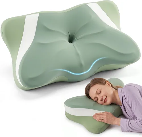 Vista 15 de Sweetcrispy Almohada cervical para cuello y hombro, almohadas ergonómicas de espuma viscoelástica, contorno lateral para adultos, soporte ortopédico