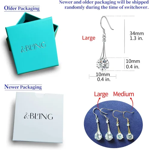 Vista 6 de SBLING Aretes de gota chapados en platino o chapado en oro de 18 quilates, con circonita cúbica, regalos para mujeres y niñas, Cristal, Circonia