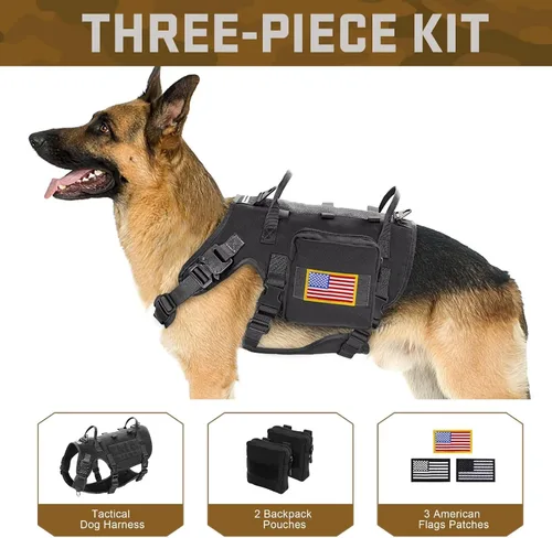 Vista 2 de Forestpaw Arnés para perro de tamaño mediano, arnés táctico para perro con asa, chaleco de servicio militar sin tirones con bolsillos ajustables