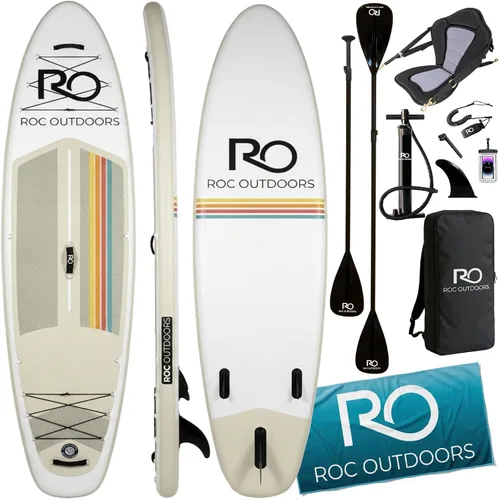 Vista 17 de Roc Tabla de remo inflable con accesorios y mochila de alta calidad, cubierta antideslizante, bolsa impermeable, correa, remo y bomba de mano.