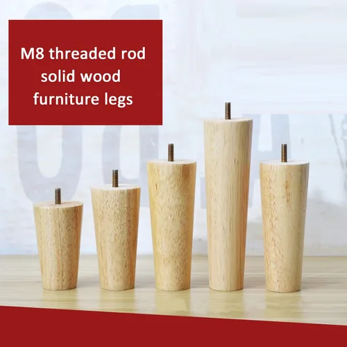 Vista 3 de Patas cónicas de madera maciza, patas de mesa de centro con rosca M8, patas de mesa de café, patas de sofá de bricolaje, patas de soporte