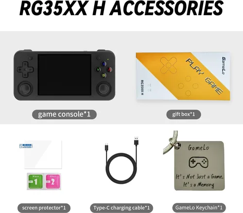 Vista 6 de RG35XX H, Consola de juegos portátil retro Anbernic con tarjeta de 64GTF, diseño de joystick dual, pantalla HD de 3.5 pulgadas, batería de alta