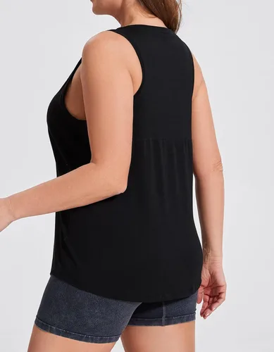 Vista 5 de sissycos Camisetas deportivas sin mangas con espalda cruzada para mujer, ajuste holgado Negro
