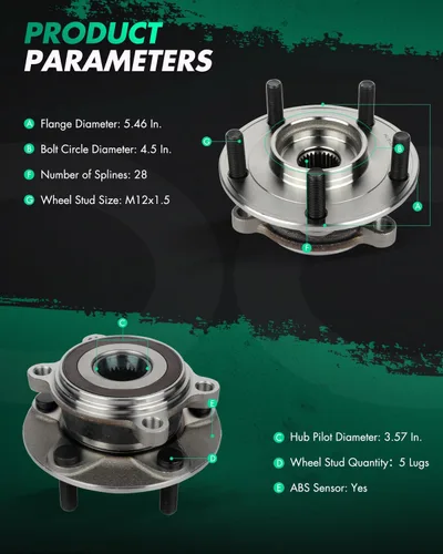 Vista 3 de SCITOO Cojinete de cubo de rueda apto para Mazda 3 2016-2017 2016-2017 para Mazda CX-3 compatible con 513354 Conjunto de cubo delantero 5 pernos 2