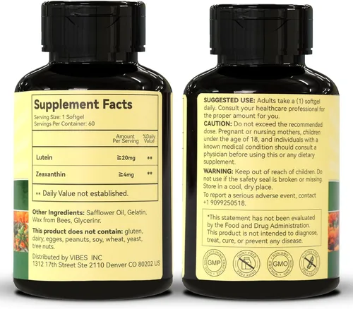 Vista 7 de Luteína para ojos, luteína 20 mg, suplementos de luteína y zeaxantina, suplementos para los ojos, alivio de la fatiga ocular y apoyo para la salud