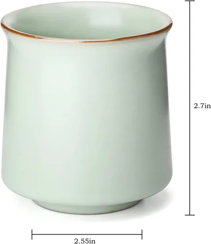 Vista 3 de Juego de 2 tazas de té de cerámica estilo japonés, taza de yerba mate, tazas de té KungFu chinas, sin mango, (estilo 1#)