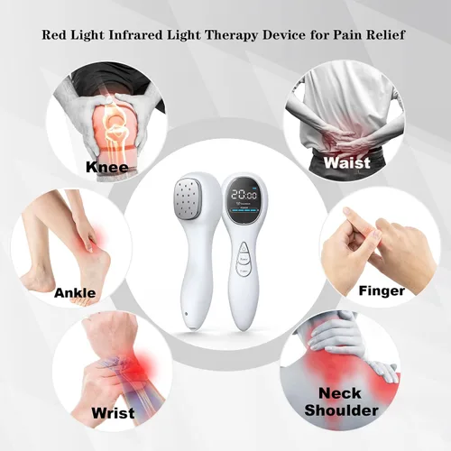 Vista 2 de SUNJIKA Dispositivo de terapia de luz roja para cuerpo, dispositivo de terapia de luz infrarroja para alivio del dolor articular y muscular