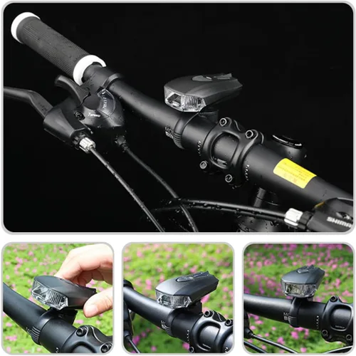 Vista 3 de Kisangel USB Rechargeable Bike Lights Set Front Handlebar Light and Red Rear Warning Lamp Waterproof Portable Cycling Headlight Taillight Combo for