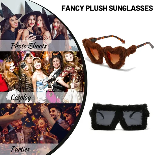 Vista 4 de Gafas de sol de piel para mujer, con forma de corazón, gafas de sol de moda, para fiesta de Halloween