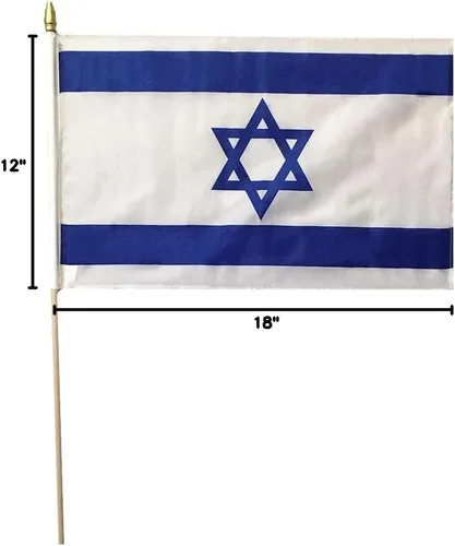 Vista 2 de Trade Winds Israel Israel País israelí (12 x 18) pulgadas 68D tejido poliéster nailon palo bandera en bastón de madera de 24 pulgadas, multicolor