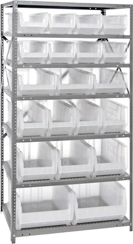Vista 68 de Quantum QSBU-245BK Heavy Duty Shelving Unit with (7) Shelves and (24) QUS245 Black Bins for Garage Warehouse Storage Distribution 400 lb Load