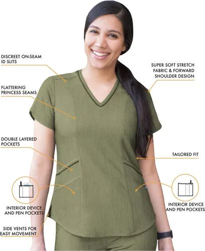 Vista 3 de Adar Pro - Conjunto médico moderno para mujer - Camiseta médica moderna con cuello en V y pantalón médico, pantalón de yoga