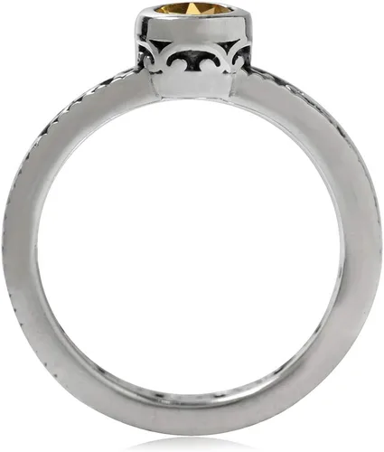 Vista 3 de Silvershake Anillo de filigrana apilable de plata de ley 925 con piedra natal auténtica, estilo eternidad