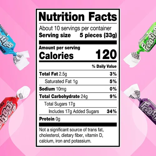 Vista 2 de FROOTIES Taffy Candy 2 LB (10 sabores surtidos de mezcla) – Caramelos a granel, caramelos envueltos individualmente, masticables de frutas, sin maní