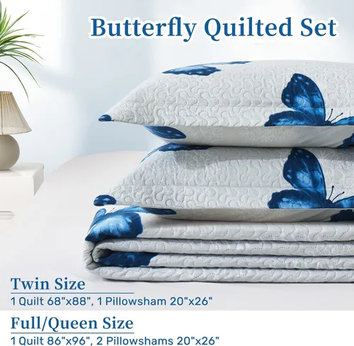 Vista 7 de ARTALL - Juego de edredón de 2 piezas con estampado de mariposas, de microfibra suave y ligera, colcha para cama, manta con funda de almohada
