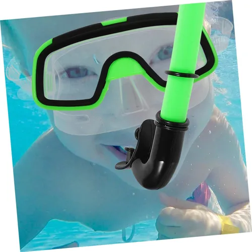 Vista 7 de UPKOCH Juego de equipo de esnórquel para niños, 2 piezas, popotes, aletas cortas para natación, diseño semiseco antivaho para niños y niñas