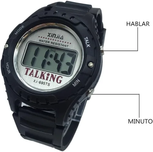 Vista 3 de Reloj parlante español para ciegos y ancianos Reloj de pulsera digital deportivo