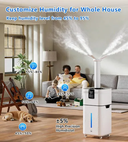 Vista 6 de Humidificador comercial de 30 l/7.93 galones para habitación grande, 4200 pies cuadrados, humidificadores de 101.4 fl oz/h para toda la casa