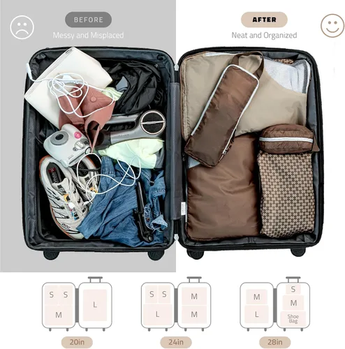 Vista 7 de Oriday Juego de 8 cubos de compresión para accesorios de viaje, bolsas expandibles para ropa, artículos de tocador, mochilas, elementos esenciales