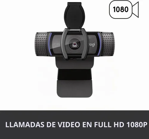 Vista 5 de Logitech Webcam HD Pro C920S 1080p USB, 960-001252 (1080p USB incluye cubierta a lente)