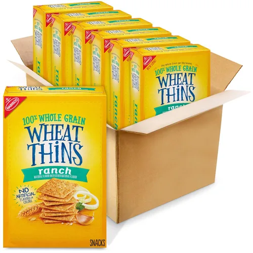 Vista 22 de Wheat Thins BIG Snacks, galletas de trigo integral de grano entero, galletas a granel, cajas de 6 a 8 onzas