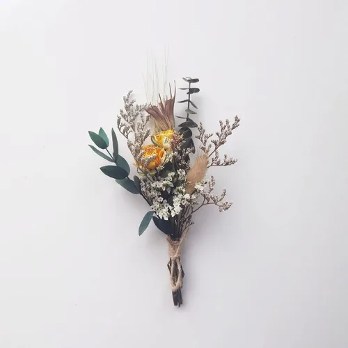 Vista 7 de Mini ramo de flores secas Ramos de rosas secas para buzón de regalo Boutonniere Pastel de flores boho (A)