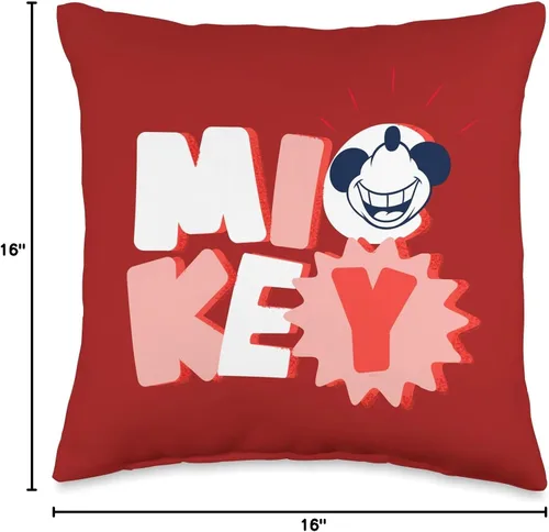 Vista 4 de Disney Mickey Mouse All Smiles - Almohada roja, 16 x 16 pulgadas, multicolor