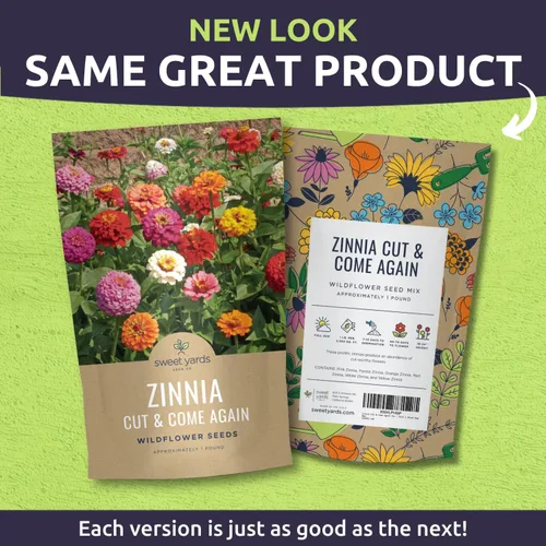 Vista 2 de Zinnia Cut & Come Again Mix - Bolsa a granel de 1 libra - 60,000 semillas de flores para plantar - Zinnia elegans