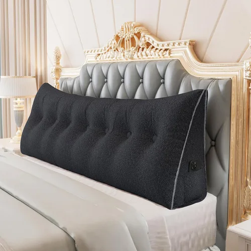 Vista 48 de Almohada de cuña doble gruesa de 8 libras para cabecero de dormitorio universitario, almohada de cuña de terciopelo con respaldo triangular