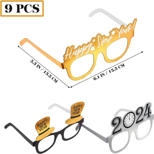 Vista 4 de ABOOFAN Gafas de papel 2024 Gafas de Año Nuevo 2024 Gafas de Año Nuevo 2024 Gafas de fiesta Gafas de fotografía 2024 Número Gafas de papel 2024
