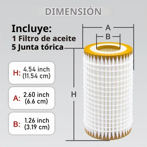 Vista 5 de Filtro de Aceite Compatible con Select Mercedes-Benz C240 E320 C230 C300 C320 C350 E350 E500 GL450 SL500, Reemplazo Directo para OE 0001802609 Libre