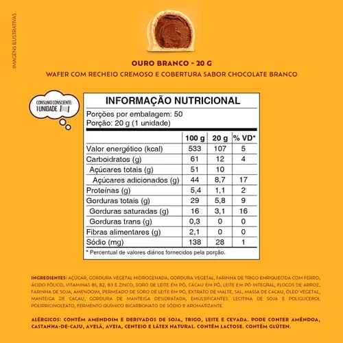 Vista 2 de Lacta Ouro Branco Bombon 1 kg (2.2 lbs) - 1 Pack