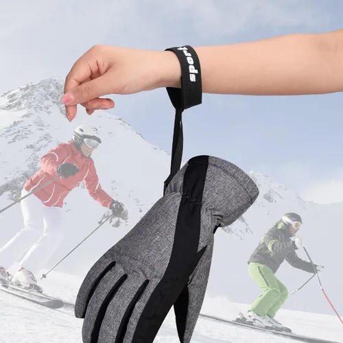 Vista 4 de RunNico 4 correas de seguridad para guantes deportivos Soporte elástico para guantes de esquí Guantes de esquí esposas para colgar guantes, ideal