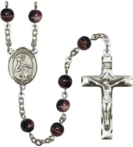 Vista 10 de Bonyak Jewelry Rosario chapado en plata de Santa Isabel de Portugal: cada mes de nacimiento color y más